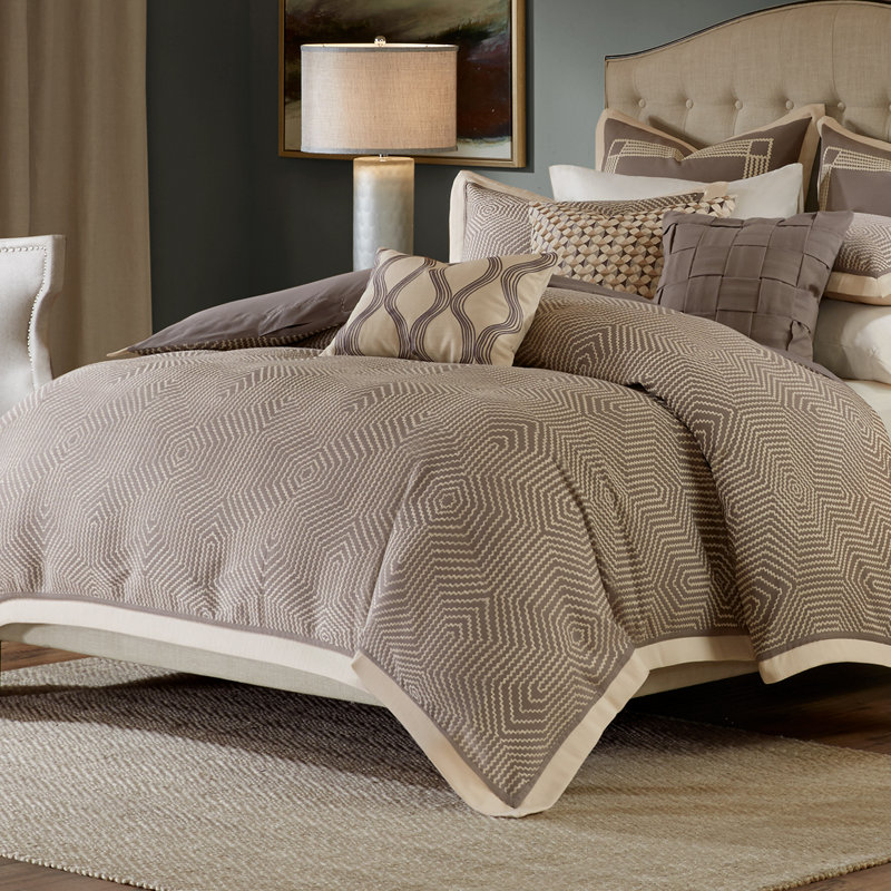 Shades of Grey Textured Comforter Set, Queen Comforter + 7 Additional Pieces