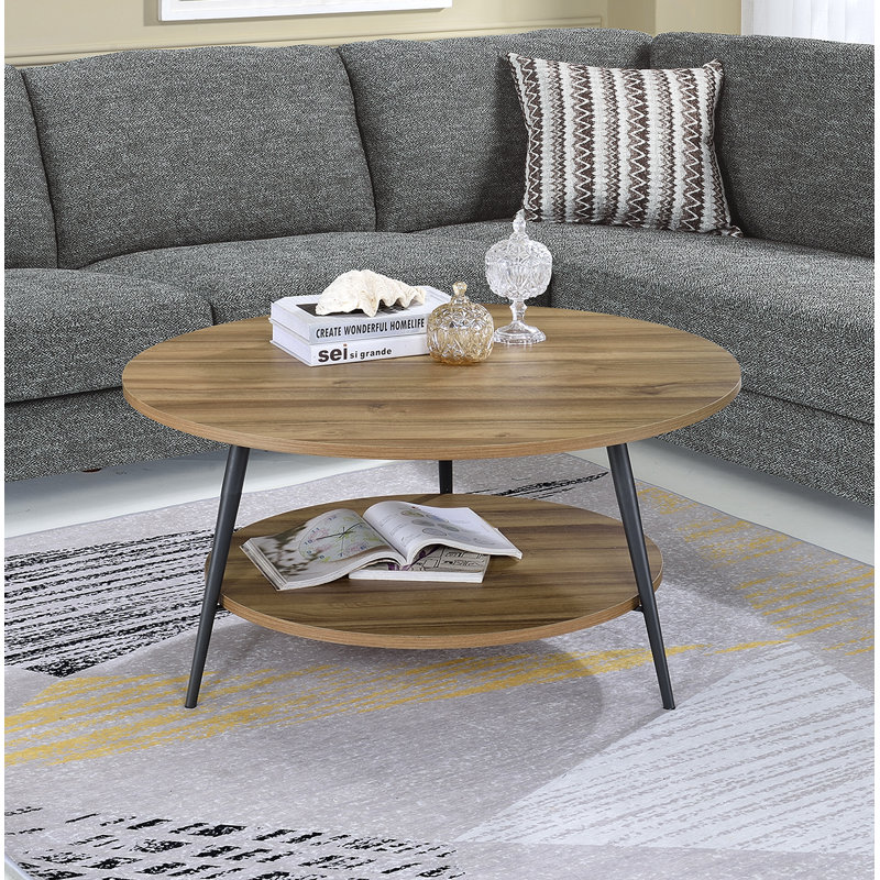 Table basse à 3 pieds avec rangement Aspacia, Brun pâle