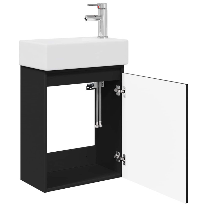 Single Bathroom Vanity with Ceramic Basin, Black