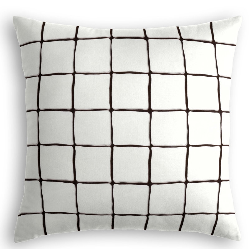 Painted Check Square Cotton Pillow Cover & Insert, 16" x 16", Gray/White