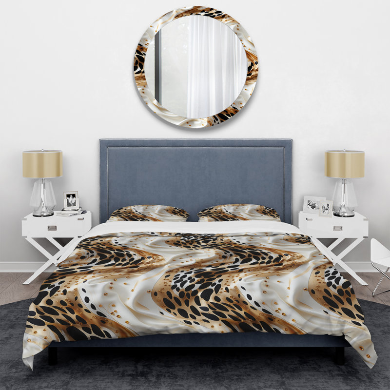 Ensemble de housse de couette noir et doré, Housse de couette simple + 1 taie décorative stan