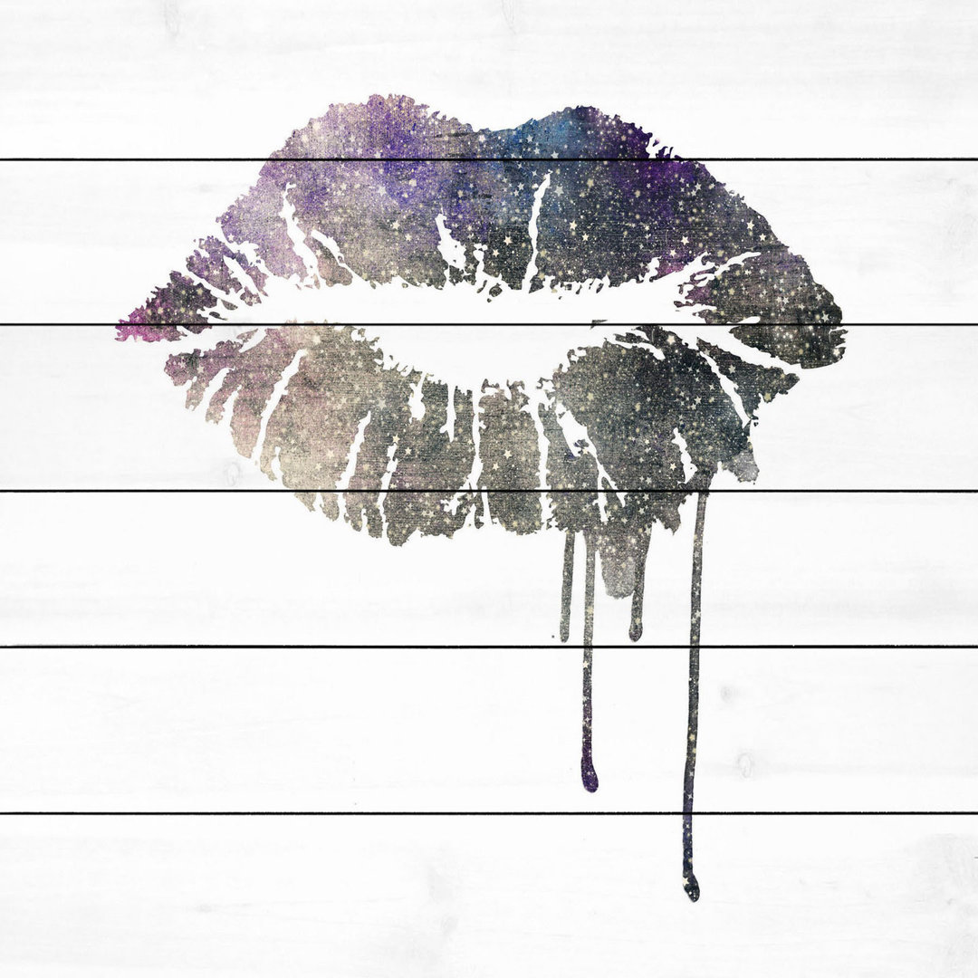 'Lips Dripping' Graphic Art Print on Wood
