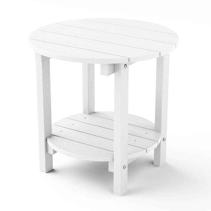 18" Outdoor All Weather Side Table, White