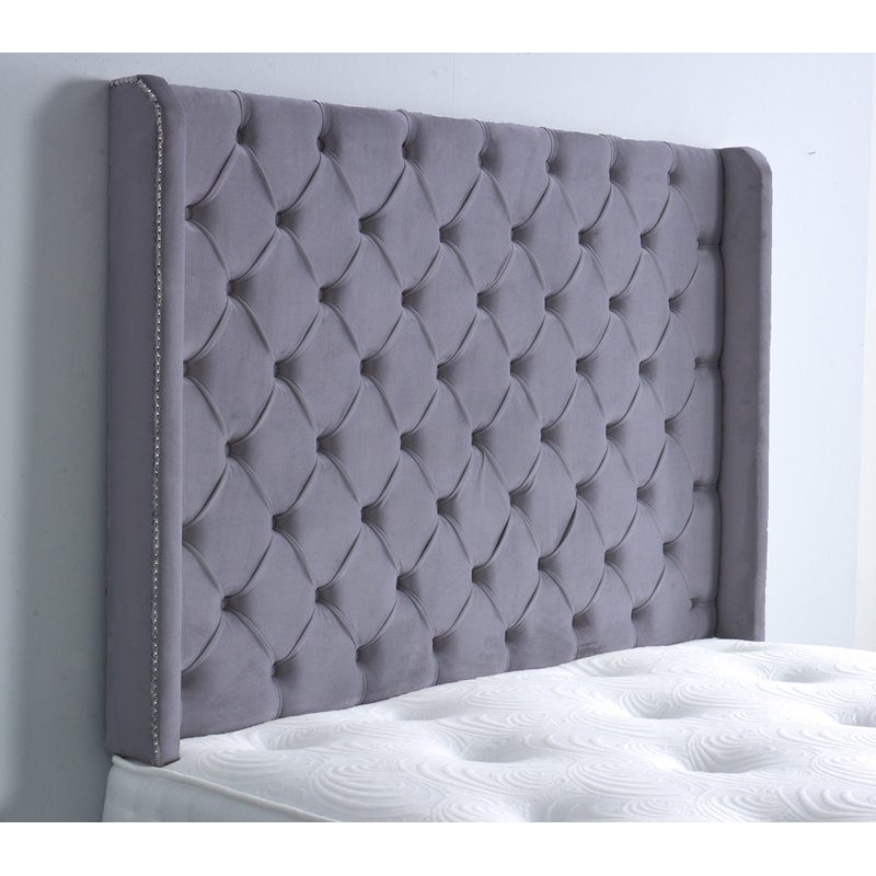 Upholstered Headboard, Kingsize (5'), Grey Velvet