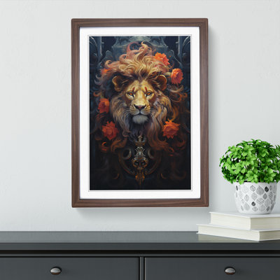 Lion Baroque - Single Picture Frame Print on Wood