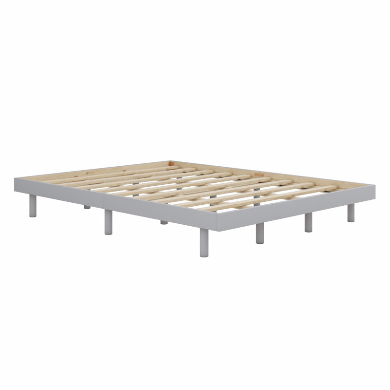 Modern Design Floating Platform Bed Frame, Gray, Queen