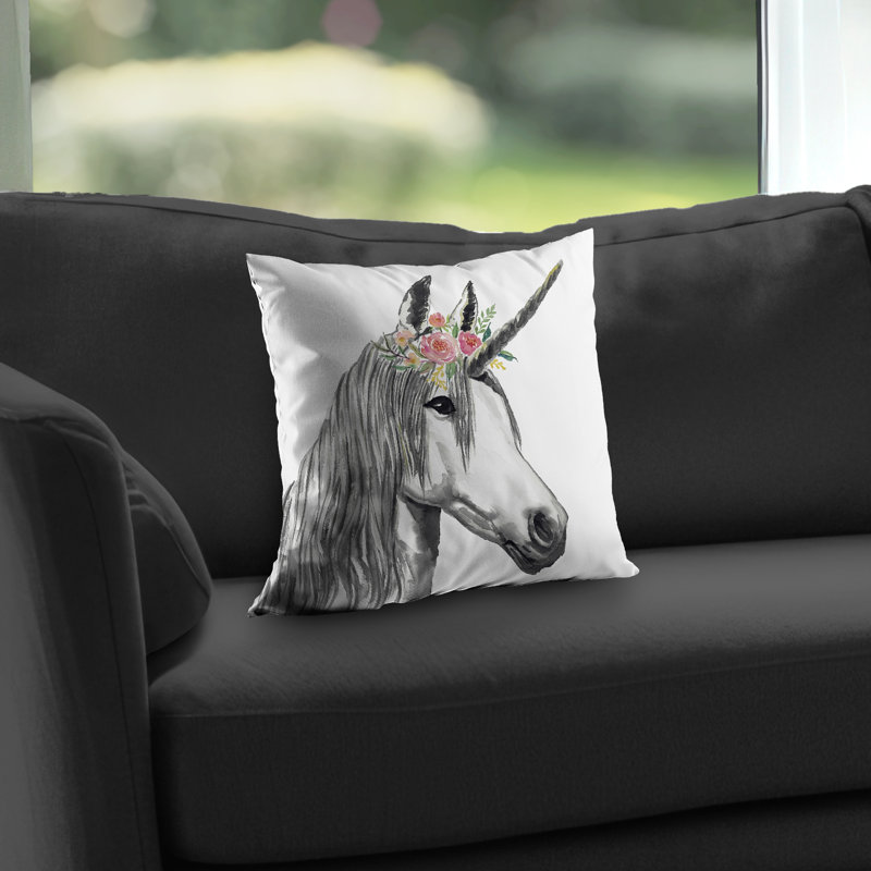 Unicorn Bedroom Illustrative Poly Twill Throw Pillow - Home Decor