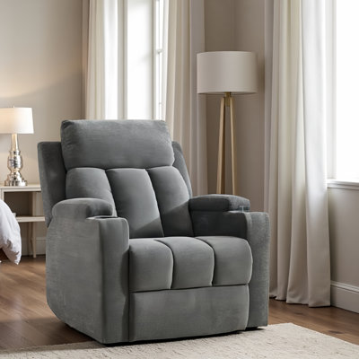 3-Position Adjustable Manual Recliner with Cup Holders