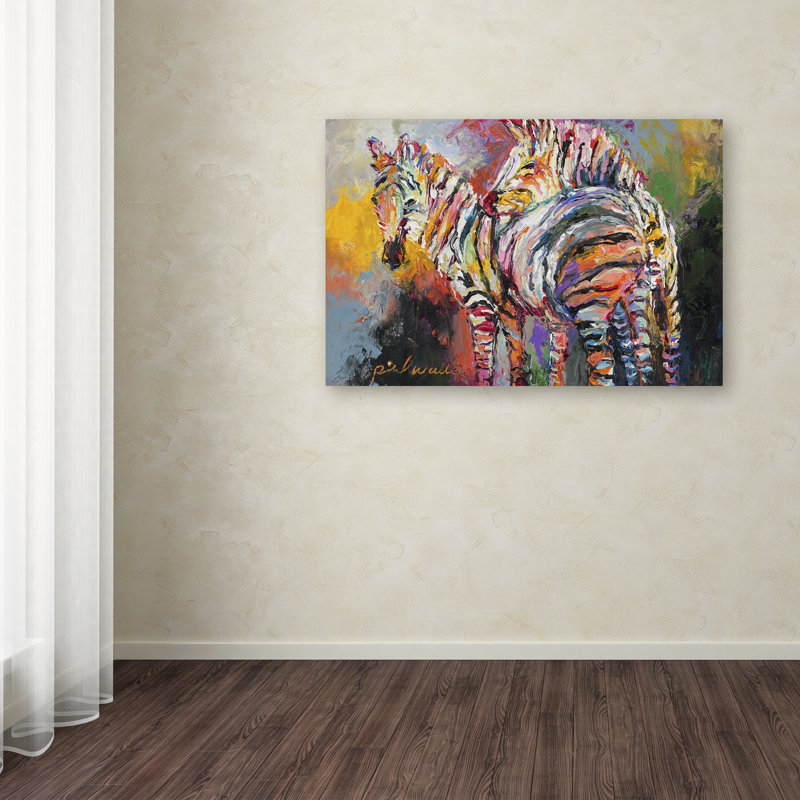 « zèbres », reproduction sur toile, H 12 po x l 19 po x P 2 po, Pas de tapis, Toile tendue