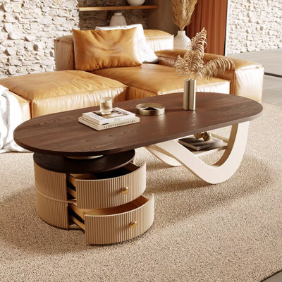 Light wabi-sabi solid wood coffee table