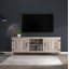 Meuble télé avec console multimédia et deux portes avec foyer