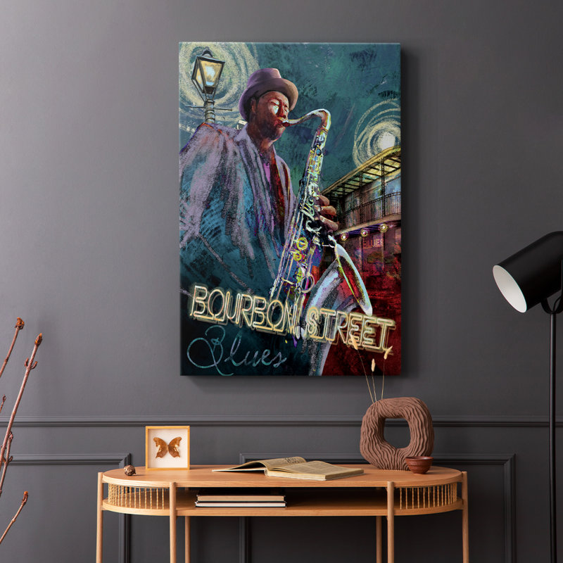 Bourbon St. Blues - Cavas enveloppés de galerie, H 18 po x l 12 po