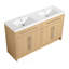 Meuble-lavabo autoportant de 60 po avec lavabo en résine, 4 portes à fermeture douce, chêne original, contreplaqué-2000643639