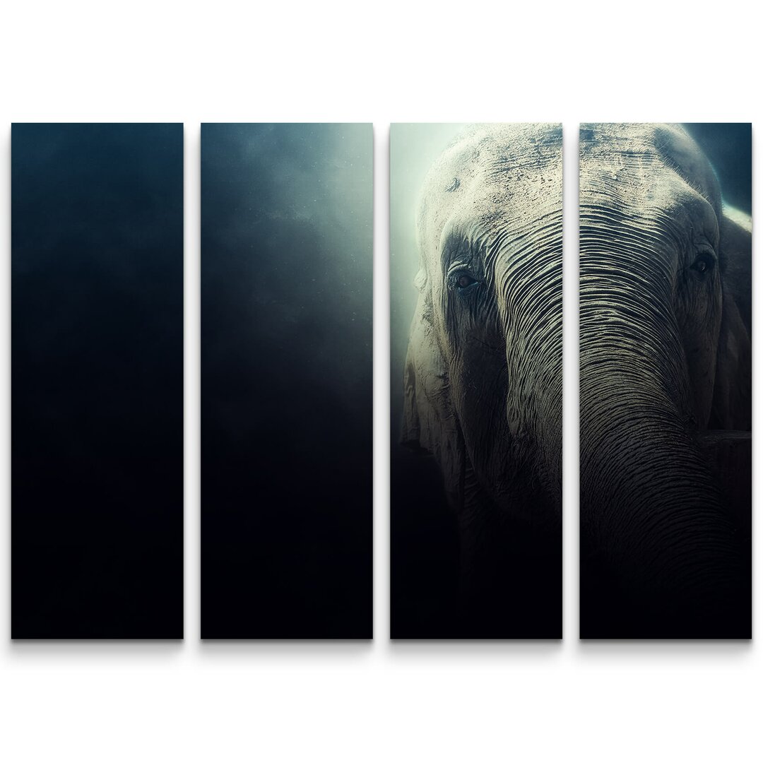 4-tlg. Leinwandbilder-Set Portrait Elefant