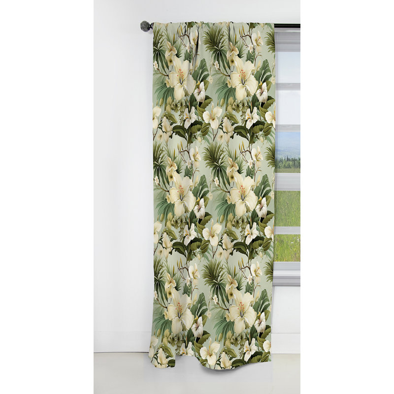 Zen Tropical Tropics Motif - Rideau floral - Rideau occultant floral - 1 panneau, L 52 po x L 63 po