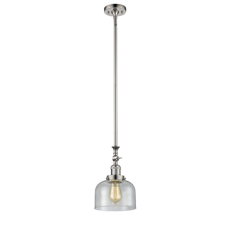 Luminaire suspendu cloche 1 lumières Estefan, Grainé, Nickel poli