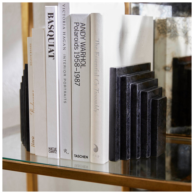 Epilogue Marble Non-skid Bookends, Black