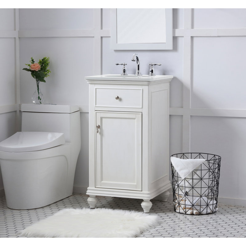 Otto 19'' Single Bathroom Vanity with Top, Ivory White, Antique White