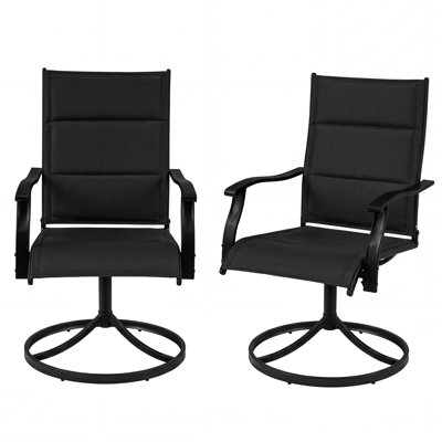  Padded Patio Swivel Chairs Set of 4 Ergonomic Outdoor Dining Chairs w/High Back Black