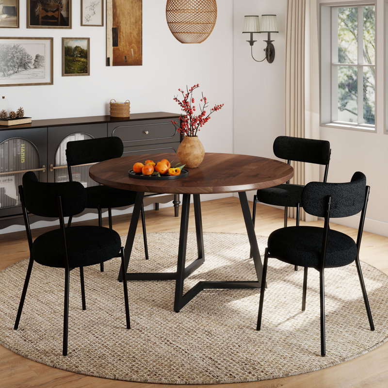 Ensemble de table de salle à manger Modern Farmhouse, 5, Noir, Noyer