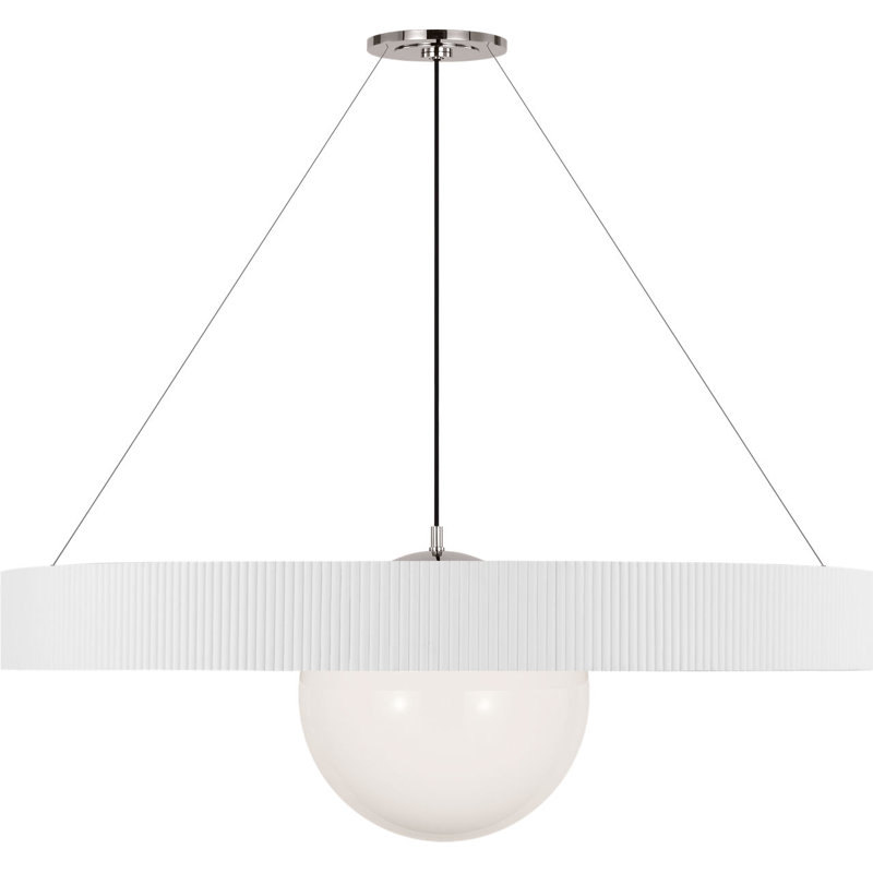 Arena 53" Ring and Globe Chandelier, Matte White;Polished Nickel;White Glass