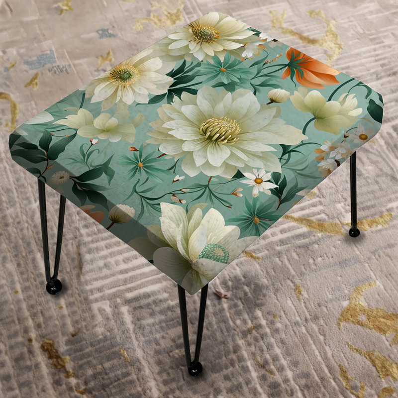 Mint Poppies Motifs - Repose-pieds rectangulaire floral