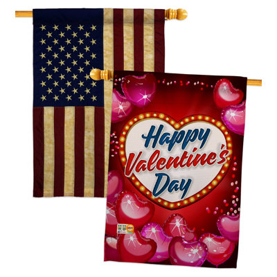 Drapeau de maison en polyester 2 côtés 3 pi 3 po x 2 pi 3 po Viva Love