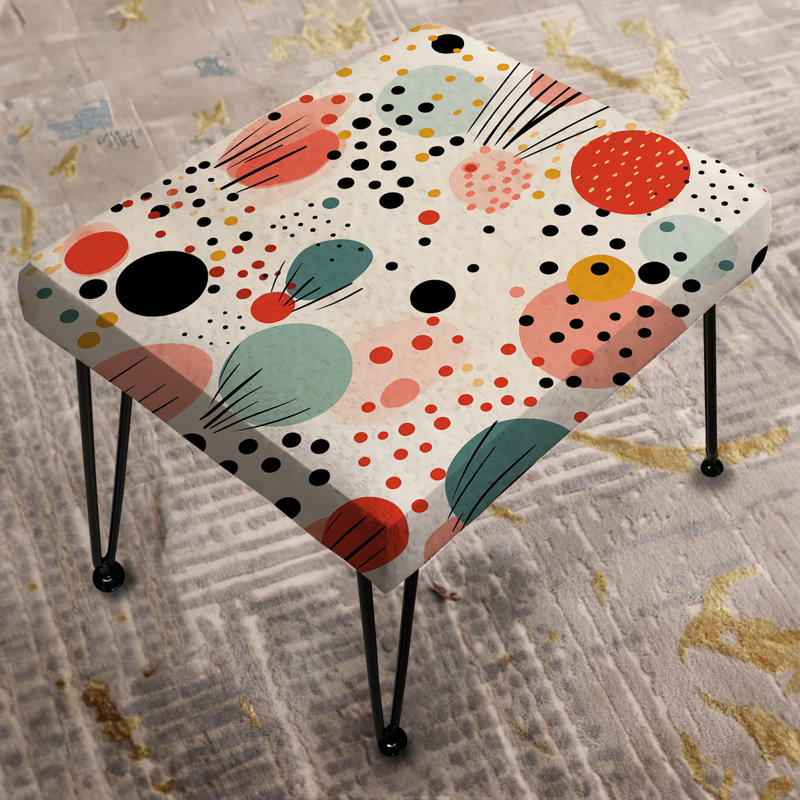 Moroccan Influence Polka Dots Pattern - Polka Dots Rectangle Ottoman