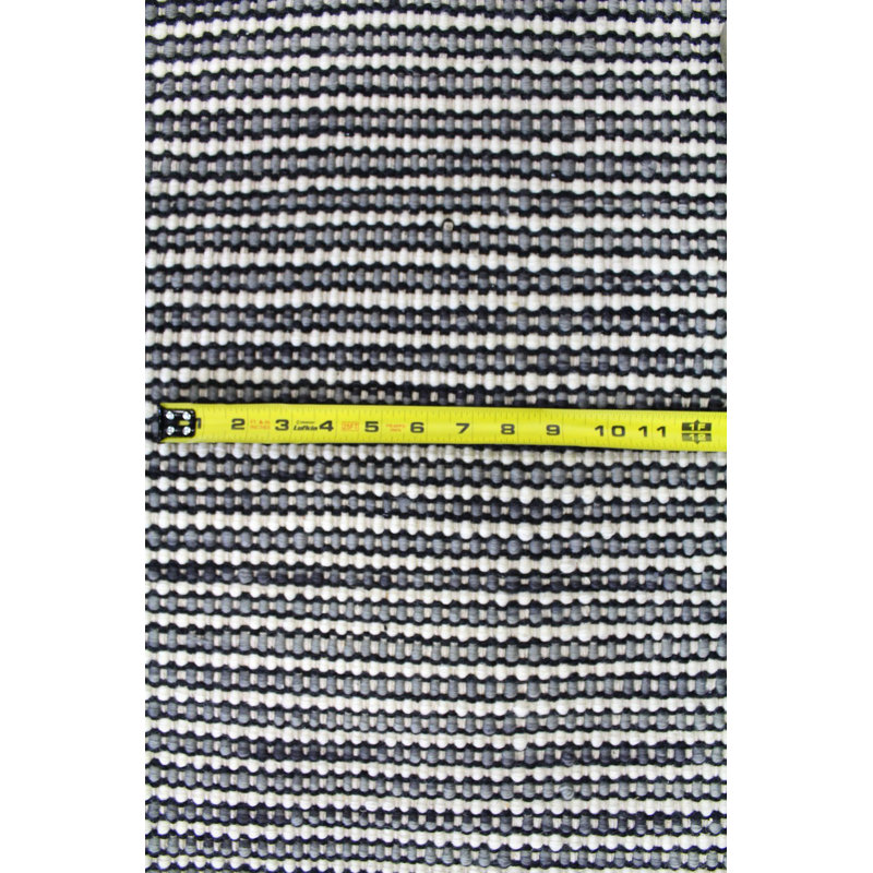Tapis rayé gris tissé à la main, Rectangle 12 pi x 15 pi