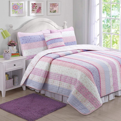 Ensemble de courtepointe réversible Eloise rose / lilas