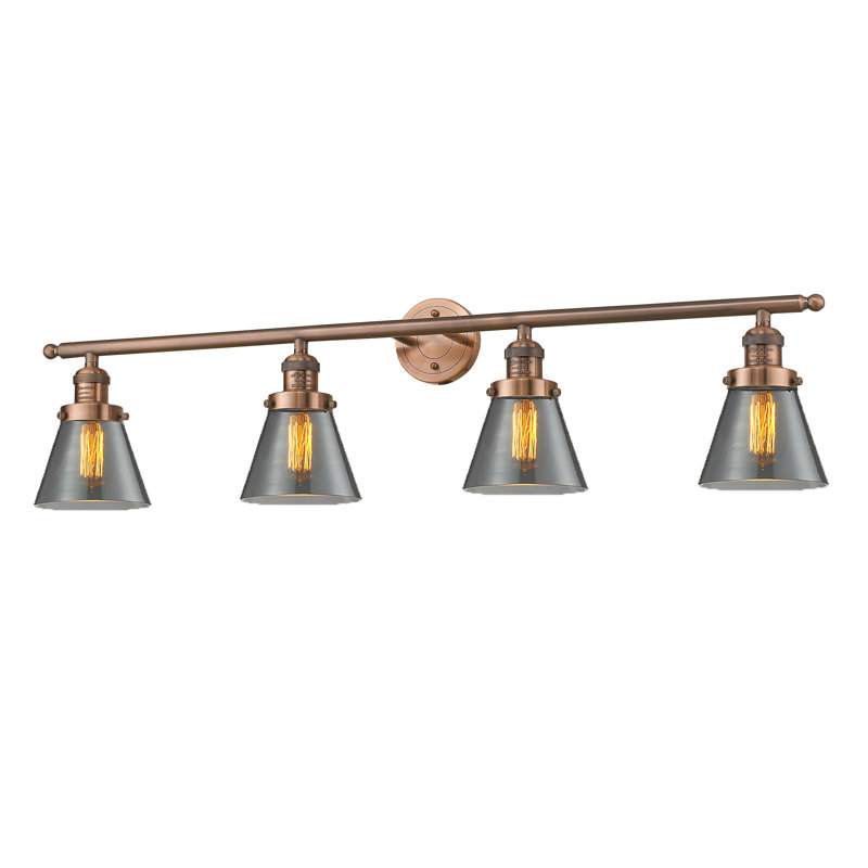Éclairage de salle de bain à intensité variable 4 lumières Cone, Antique Copper, Seedy