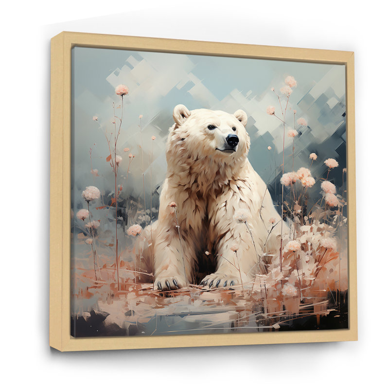 Ours polaire dans une sérénité pastel sur toile, H 24 po x l 24 po x P 1 po, Cadre naturel flottant