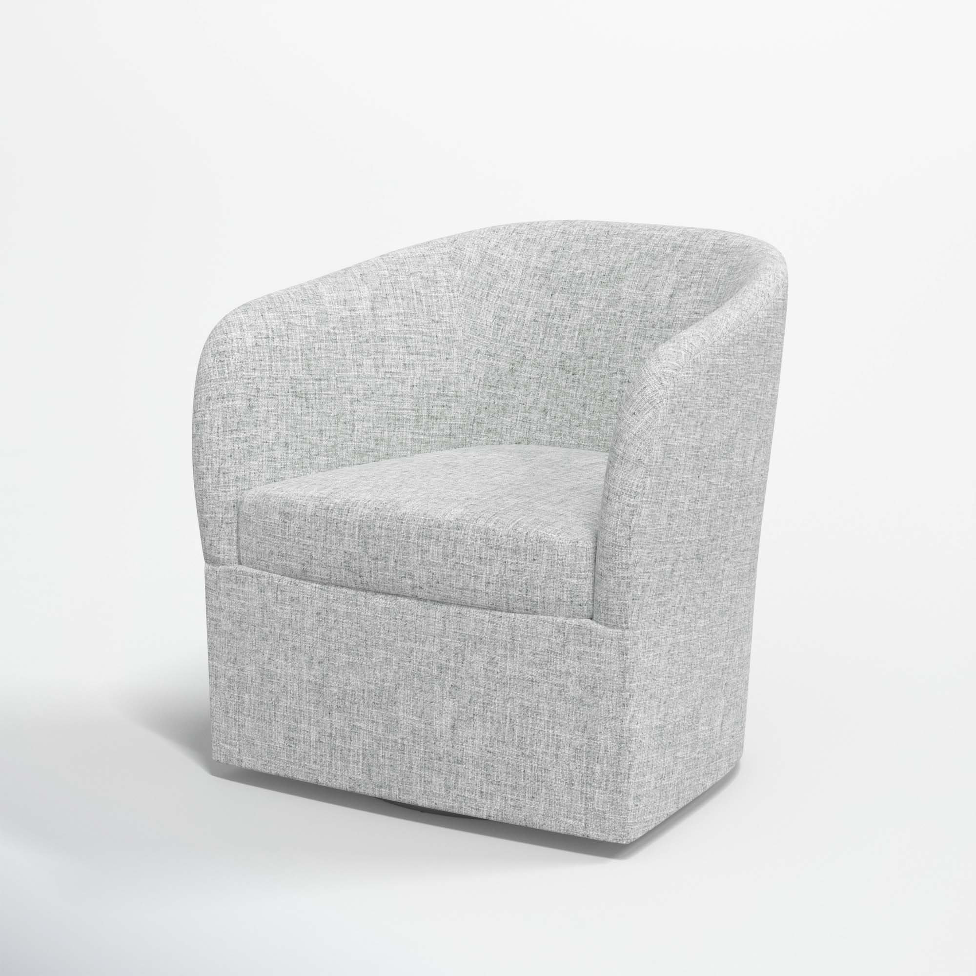 Lesia Upholstered Swivel Barrel Chair, Zuma Pumice Textured Linen
