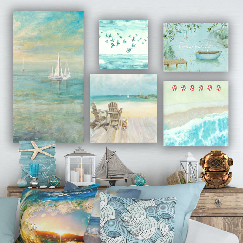Ensemble de 5 panneaux de toile côtières et beach collection