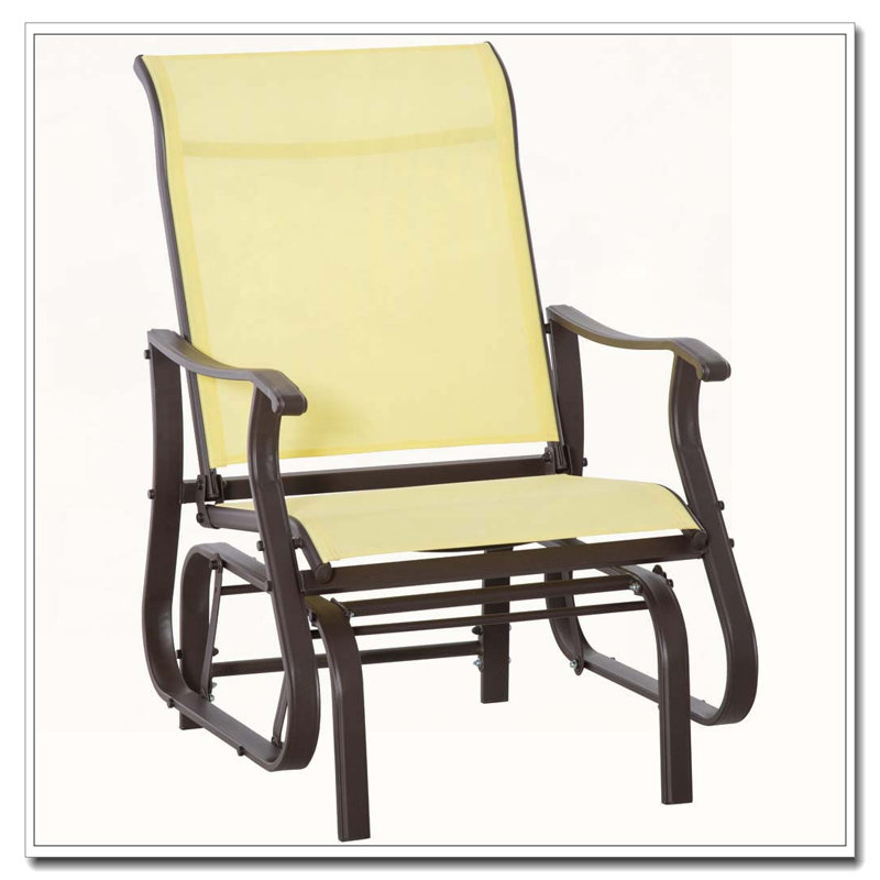 Outdoor Mesh Glider Rocking Chair with Steel Frame