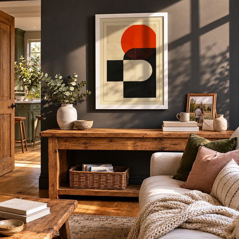 Modernist Geometry Geometric - Framed Print, A3 - 42.0 x 29.7 cm, White