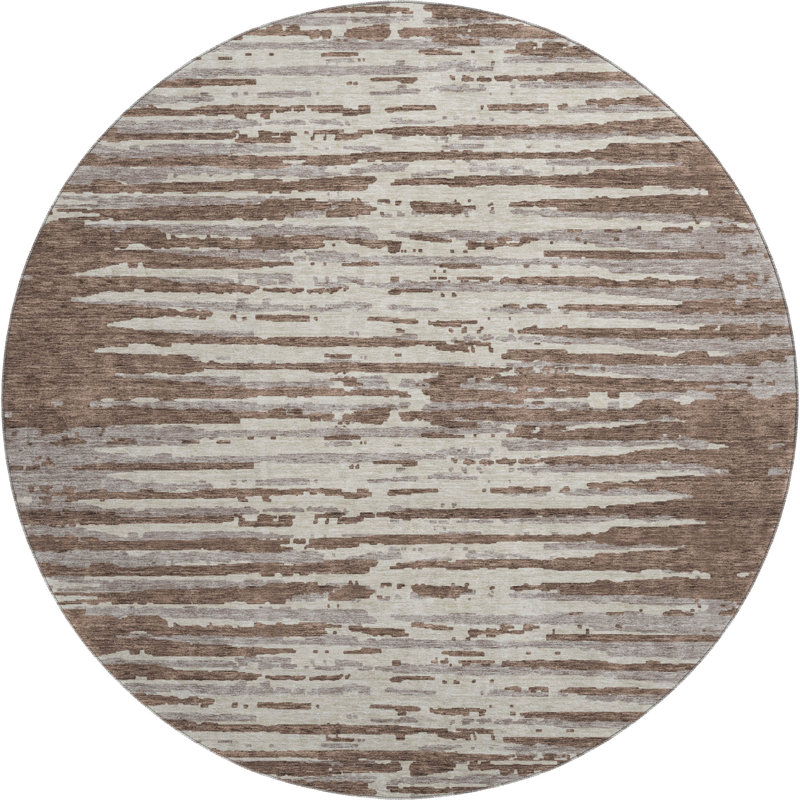 Premium Machine Washable Prisco Brown Rug, Round 8'