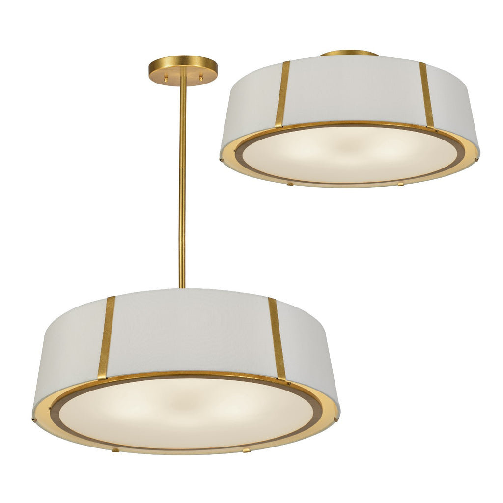 Marietta 6 Light Semi Flush Mount, Antique Gold