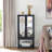Curio Cabinet Lighted Curio Display Cabinet With Open Storage Space,Solid Wood Legs And Adjustable Shelves, Acrylic Mirrored Back Panel, Tempered Glass Doors,3 Tier And One Open Space(E26 Light Bulb N