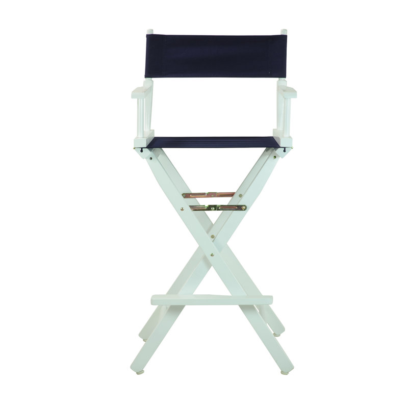 30" Folding Director Chair with Canvas, Navy Blue, White