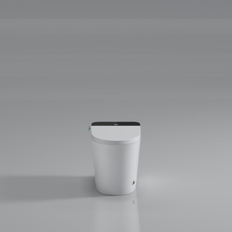 Toilette moderne et intelligente avec siège de bidet intégré, siège d'ouverture / fermeture automatique de toilette intelligente, capteur de pied, affichage à DEL, veilleuse, eau chaude et sécheuse, blanc