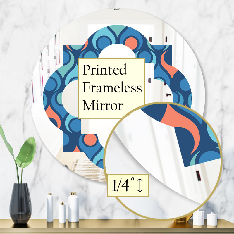 Miroir mural abstrait sans cadre abstrait Drops X Quatrefoil, 31,5 po x 31,5 po