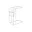 Table d'appoint, en forme de C, bout, côté, collation, rangement pour magazines, salon, chambre à coucher, aspect cuir blanc, métal blanc, contemporain, moderne
