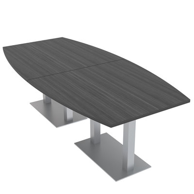 Table de conférence en forme de bateau avec base en métal double