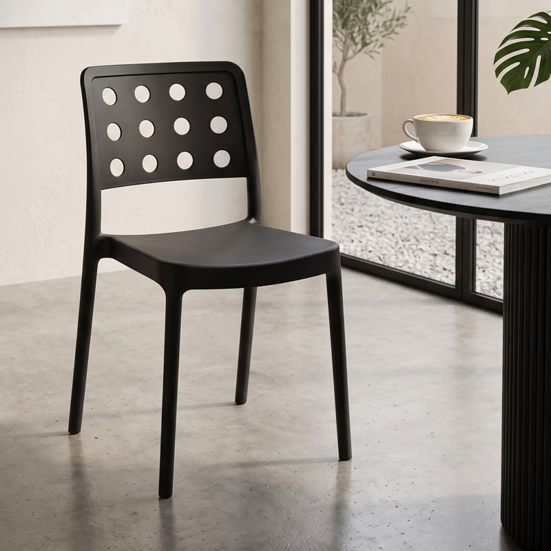 Chaise de salle à manger empilable en plastique sans assemblage, chaise d'appoint sans accoudoirs d'intérieur et d'extérieur