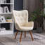 Fauteuil d'appoint contemporain capitonné en velours soyeux, blanc-2024092478