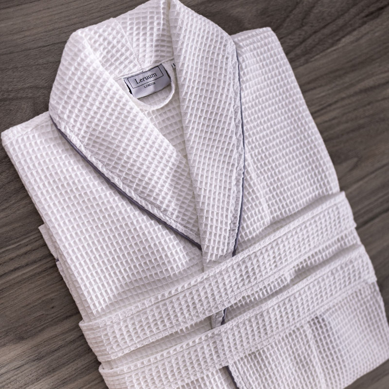 Bathrobe Waffle Dressing Gowns Unisex Kimono Robe Cotton Lightweight, L/XL