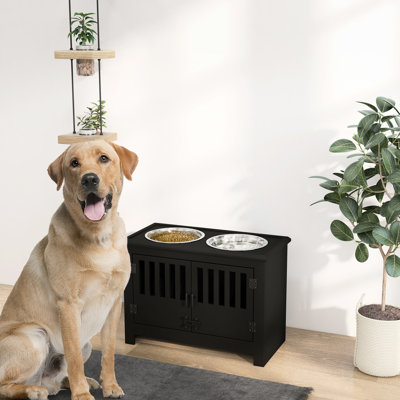 Grand support à bol pour chien avec rangement. Noir, capacité de 37 l, améliore le confort alimentaire, bols en acier inoxydable pour le rangement surélevé des grands chiens. Dans le maintien de la santé et du bonheur des animaux de compagnie, les races