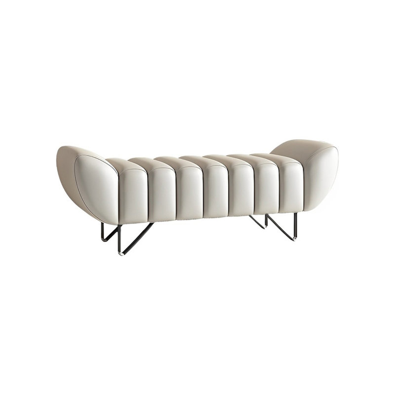 Banc rembourré en cuir Tatelynn, Blanc cassé