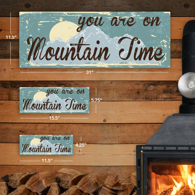 «Mountain Time Metal Sign» sur métal, H 4,25 po x l 11,5 po